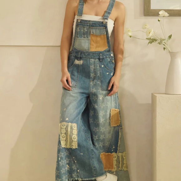 💕 Oli & Hali Patchwork Denim Overalls - Picture 3 of 9